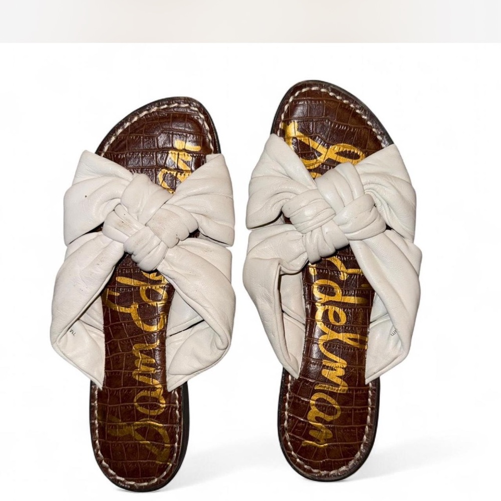 Sam Edelman Cream Knotted Slide Sandals